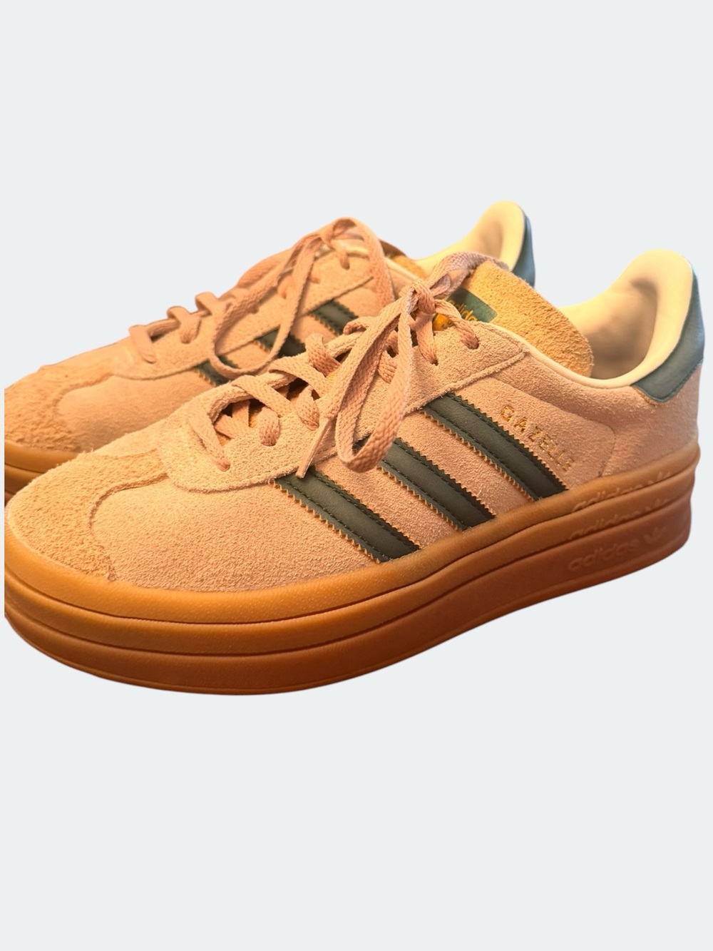 Adidas Gazelle Bold Sneakers Magic Beige Collegiate Green Gum Platform Shoe W6.5